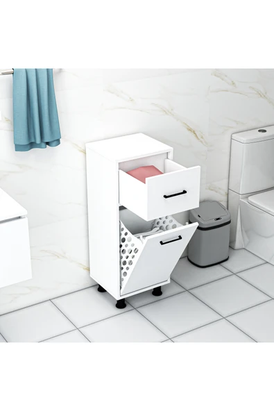 Mobiga Sorty Çamaşır Sepetli Çekmeceli Banyo Dolabı ürün görseli 1