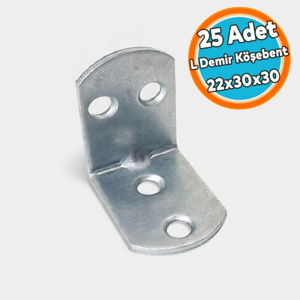 L Demir Gönye Yuvarlak Başlı 22x30x30 mm Metal Köşe Birleştirme Raf Mobilya Montaj Aparatı (25 Adet) ürün görseli 1