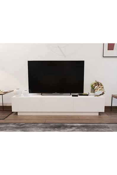 Mobiga Rotterdam Bazalı Tv Ünitesi 180 Cm Beyaz ürün görseli 1