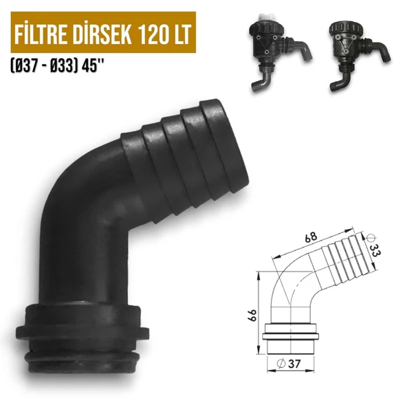 FİLTRE PLASTİK DİRSEK 120 LT ürün görseli 1