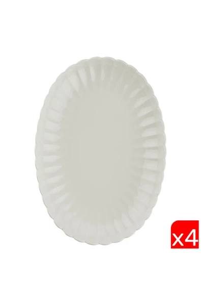 Kütahya Porselen Bone Luz Krem Kayık Tabak 28x19cm 4 lü BNLZF28KY00 ürün görseli 1