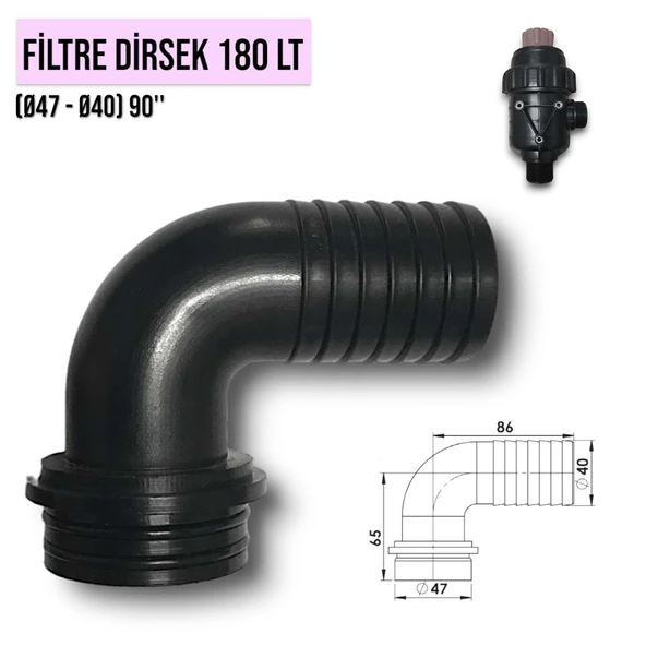 FİLTRE DİRSEK 180 LİK ürün görseli 1