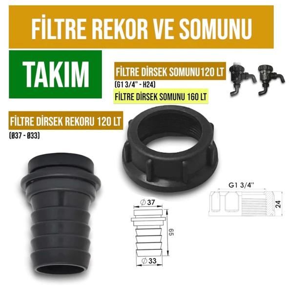 FİLTRE REKOR VE SOMUNU TAKIM 120 LT ürün görseli 1