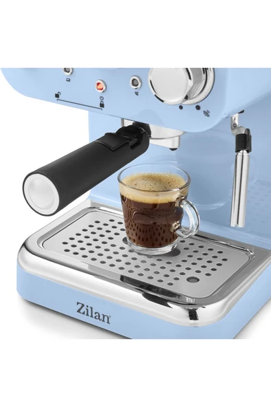 ZLN2861 Espresso Kahve Makinesi Espresso-Cappiccino-Latte | 15 Bar Süt Köpürtücü | 1100W Retro Mavi ürün görseli 1