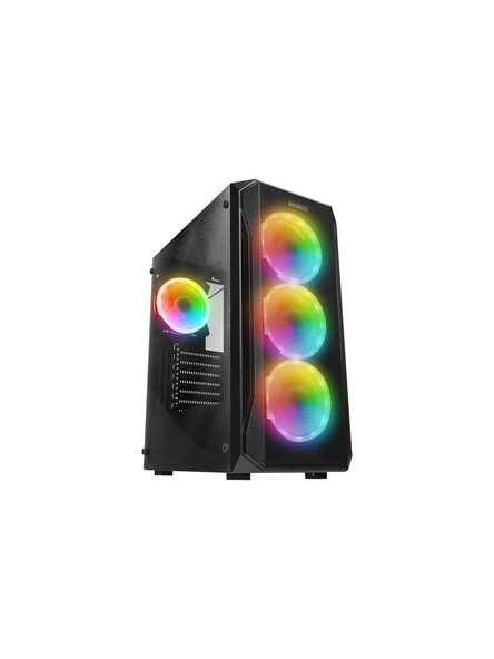 X-RACER 600W PsuTemperli Camlı 4x12cm RGB Fan Mid-Tower Gaming Oyuncu Kasası ürün görseli 1
