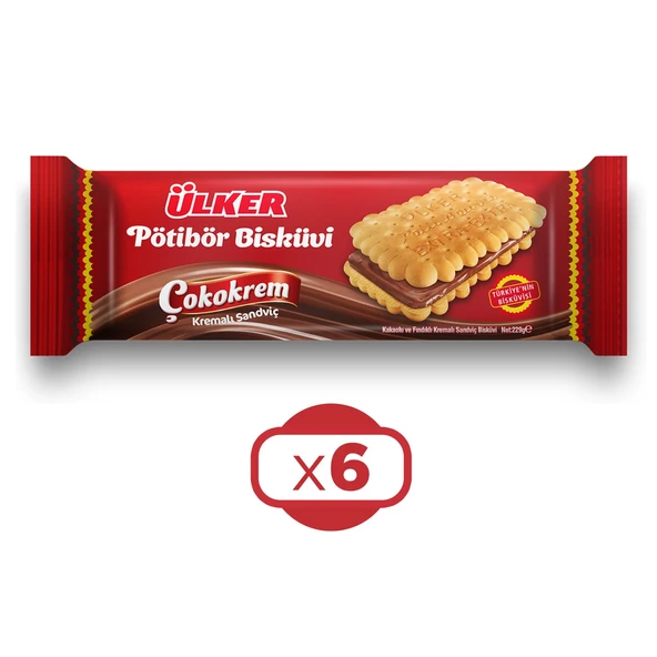 Ülker Çokokrem Kremalı Sandviç Pötibör Bisküvi 229 gr x 6 Adet ürün görseli 1