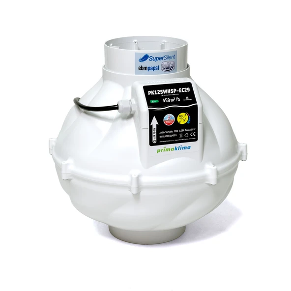 Prima Klima PK125-WHSP-EC29 Sessiz Fan 450 m3/h 125 mm EC Motor ürün görseli 1