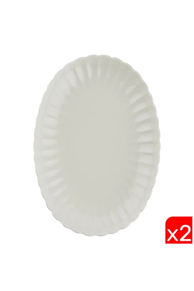 Kütahya Porselen Bone Luz Krem Kayık Tabak 28x19cm 2 li BNLZF28KY00 ürün görseli 1