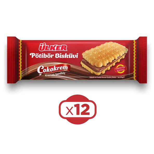 Ülker Çokokrem Kremalı Sandviç Pötibör Bisküvi 229 gr x 12 Adet ürün görseli 1