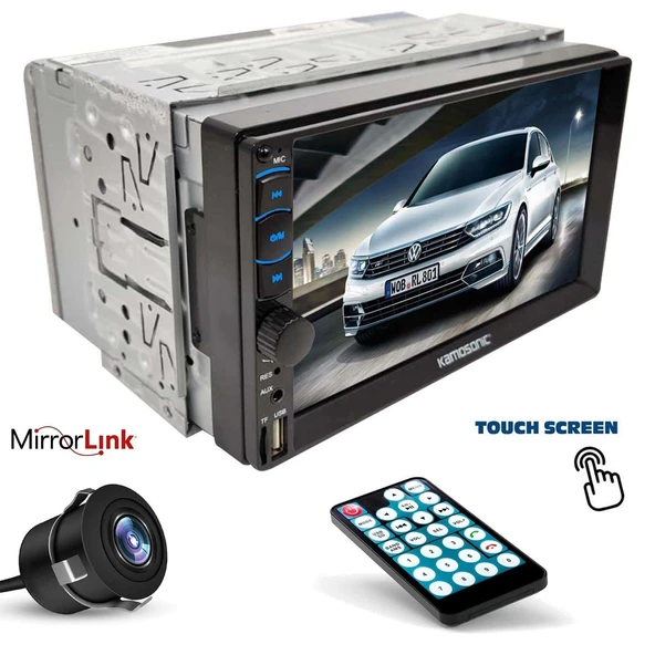 Kamosonic KS-G753 Mirrorlink BT/USB/SD/AUX/FM Kameralı Double Teyp ürün görseli 1