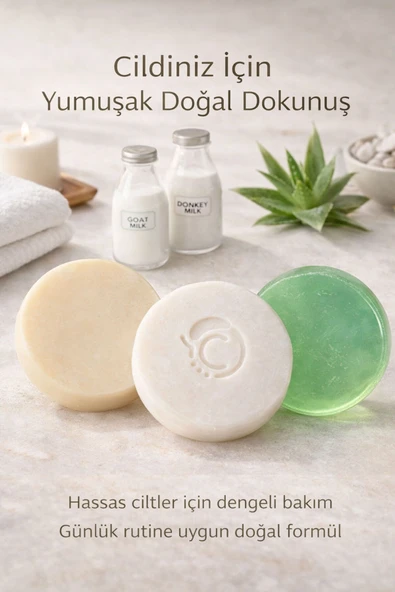 Kuru ve Hassas Ciltler İçin Besleyici 3 lü Doğal Sabun Bakım Seti ürün görseli 1