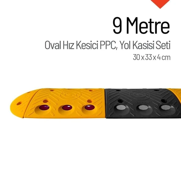 9 Metre Oval Hız Kesici Set | Modüler Yol Kasisi ürün görseli 1