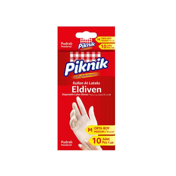 Piknik Lateks Eldiven Orta Boy 10'lu ürün görseli 1