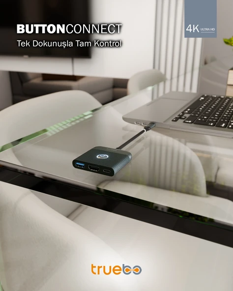 Truebo ButtonConnect 3in1 Aç/Kapa Tuşu HDMI Hub - Resim 7