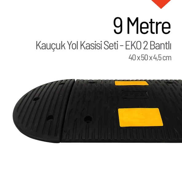 9 Metre Kauçuk Hız Kesici Set | 2 Bantlı Yol Kasisi Uygulaması ürün görseli 1