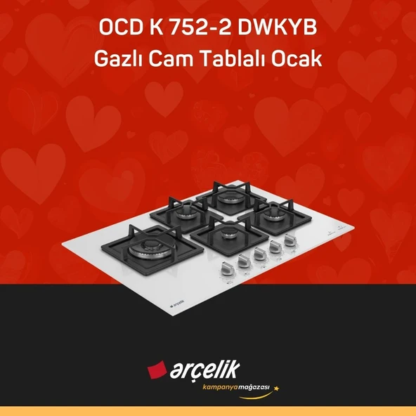 ARÇELİK OCD K 752-2 DWKYB Gazlı Cam Tablalı Ocak - Resim 2