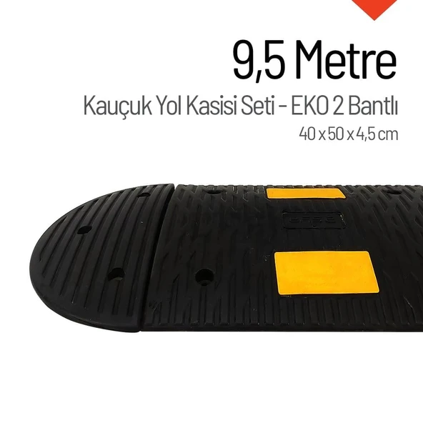 9,5 Metre Kauçuk Hız Kesici Set | 2 Bantlı Yol Kasisi Uygulaması ürün görseli 1