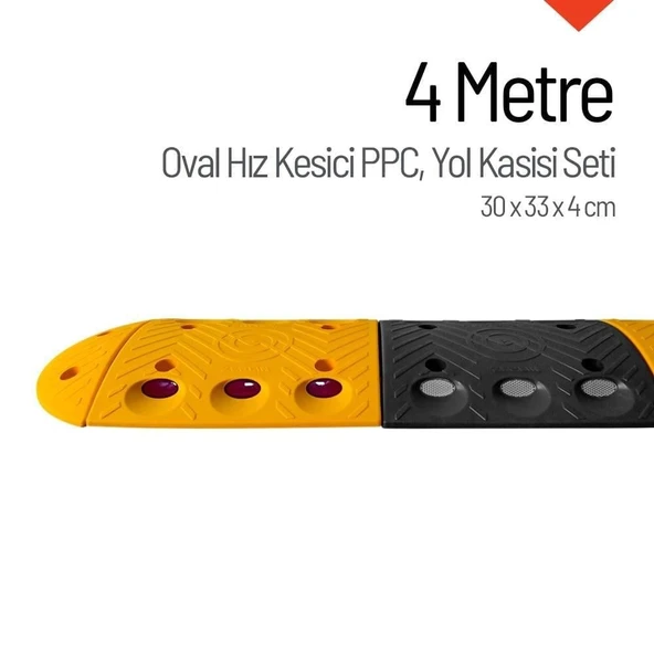 4 Metre Oval Hız Kesici Set | Modüler Yol Kasisi ürün görseli 1