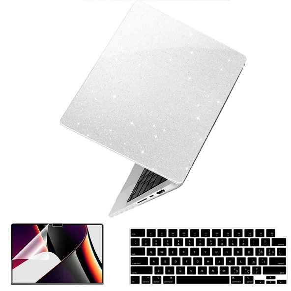 Apple MacBook Pro 13 Inc 2020-2021 İle Uyumlu Simli Parlak Kılıf A2338 A1706 A1708 A1989 A2289 A2251  Set3 ürün görseli 1