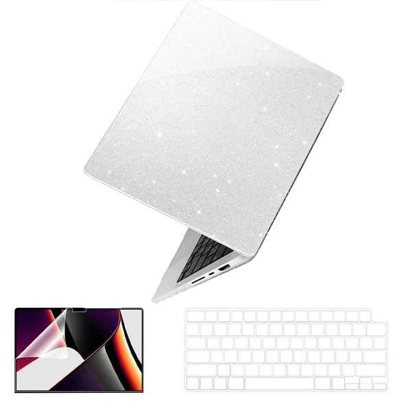 Apple MacBook Pro 13 Inc 2020-2021 İle Uyumlu Simli Parlak Kılıf A2338 A1706 A1708 A1989 A2289 A2251  Set4 ürün görseli 1