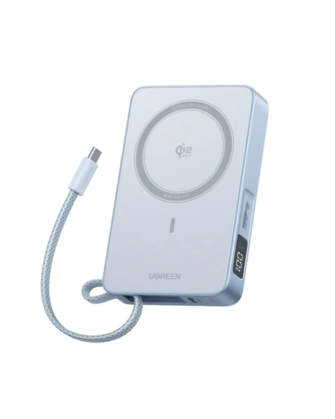 UGREEN MagFlow 10.000 mAh 25W Qi2 Magnetik Wireless USB-C Dahili Kablolu Hızlı Şarj Powerbank, 65958B ürün görseli 1