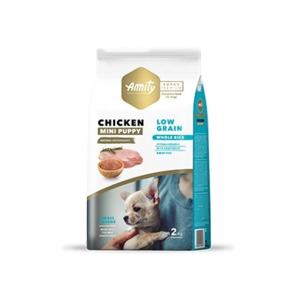Amıty Süper Premium Low Düşük Tahıllı Tavuklu Mini Yavru Köpek Maması 2 Kg ürün görseli 1