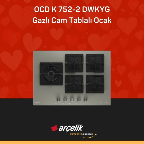 ARÇELİK OCD K 752-2 DWKYG Gazlı Cam Tablalı Ocak ürün görseli 1
