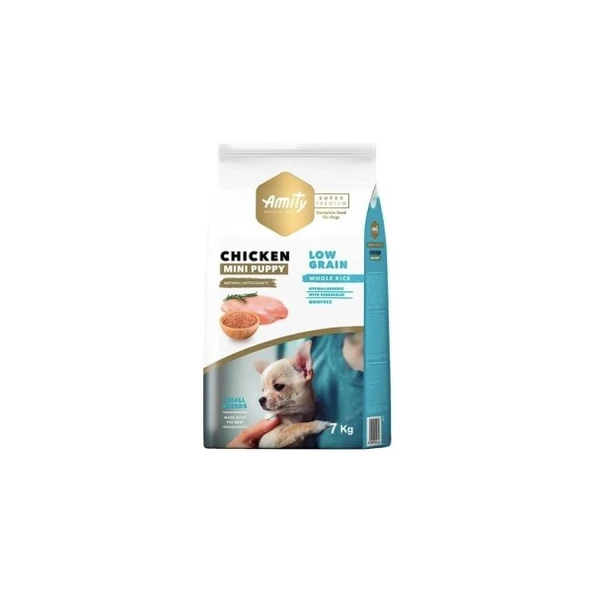 Amıty Süper Premium Low Düşük Tahıllı Tavuklu Mini Yavru Köpek Maması 7 Kg ürün görseli 1