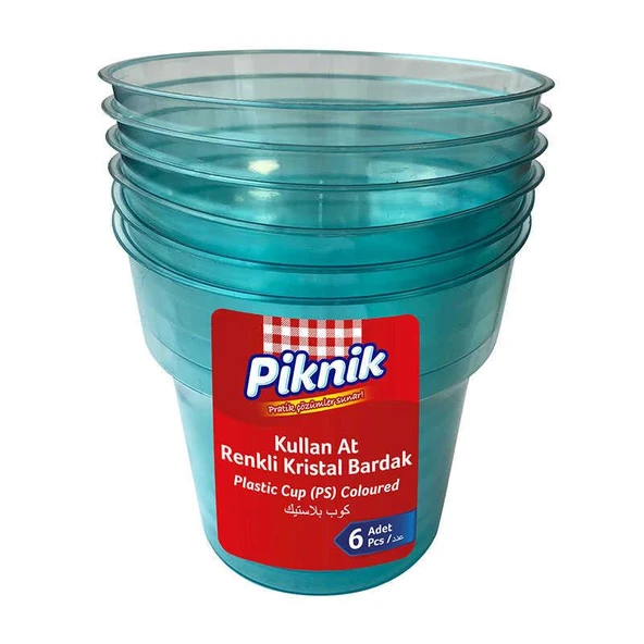 Piknik Kristal Bardak Renkli 6'lı ürün görseli 1