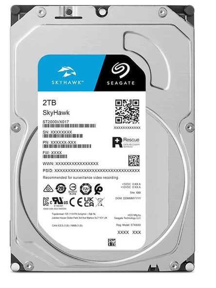 Seagate 2TB ST2000VX017 5900Rpm 256MB Harddisk 7-24 Güvenlik Diski (Koyuncu Distribitör Ürünü) ürün görseli 1