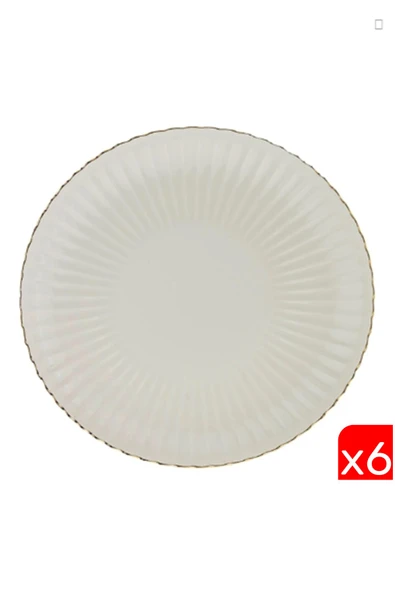 Kütahya Porselen Bone Luz Altın File Pasta Tabağı 21cm 6 lı ürün görseli 1