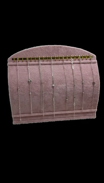Bombeli Süet Kumaş Pembe Renk 20/24 Cm Ayaklı Kancalı Bileklik Sergileme Standı ürün görseli 1