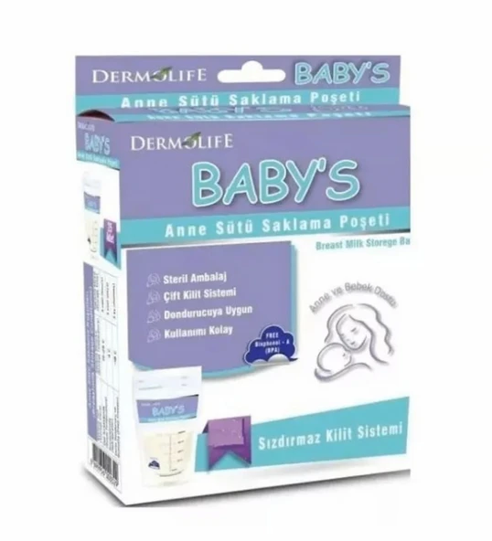 DERMOLİFE BABY'S ANNE SÜTÜ SAKLAMA POŞETİ 20'Lİ ürün görseli 1