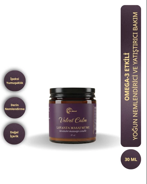 Lavanta Kokulu Masaj Mumu 30 ml Doğal Bitkisel Yağlı, Nemlendirici Etkili Mum Aromaterapi ürün görseli 1