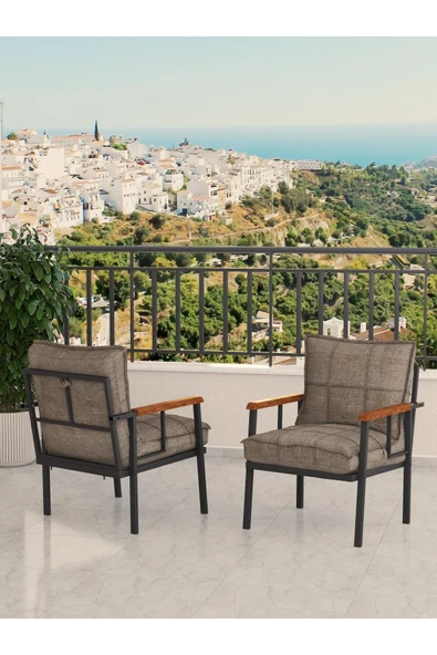 Modern Balkon, Bahçe, Cafe, Metal Koltuk, Kanepe Tekli - Cappucino ürün görseli 1