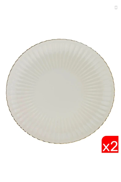 Kütahya Porselen Bone Luz Altın File Servis Tabağı 27cm 2 li ürün görseli 1