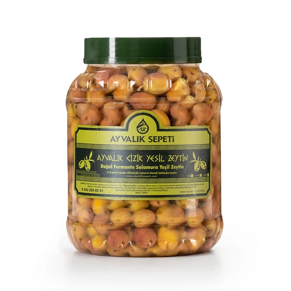 Ayvalık Çizik Yeşil Zeytin 1,5 Kg ürün görseli 1