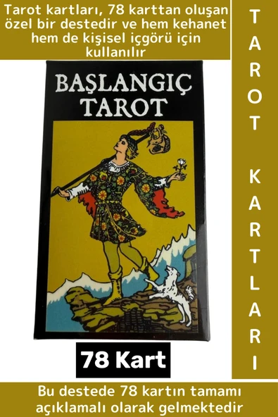Özel Üretim Psikolojik Kişisel İç Yansıtma Kehanet Açıklamalı Başlangıç Tarot Destesi 78 Kart ürün görseli 1