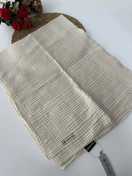 Siyane Müslin Şal Krem LBM0229 ürün görseli 1