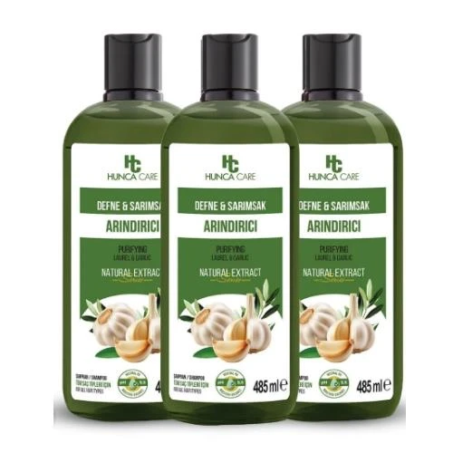 Hunca Care Defne Ve Sarımsaklı Şampuan Saç Dökülmesine Karşı Yardımcı 3 X 485 Ml ürün görseli 1
