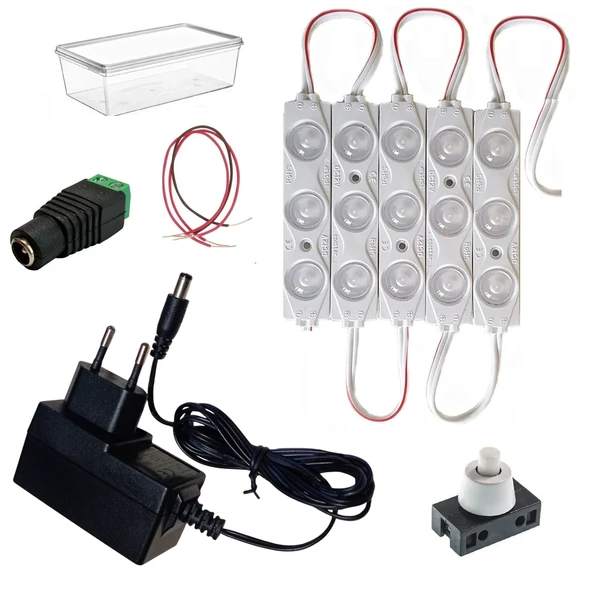 DC 12V Modül Led Lamba Anahtar Adaptörlü Aydınlatma Devresi Öğrenci Hobi Deney Seti ürün görseli 1
