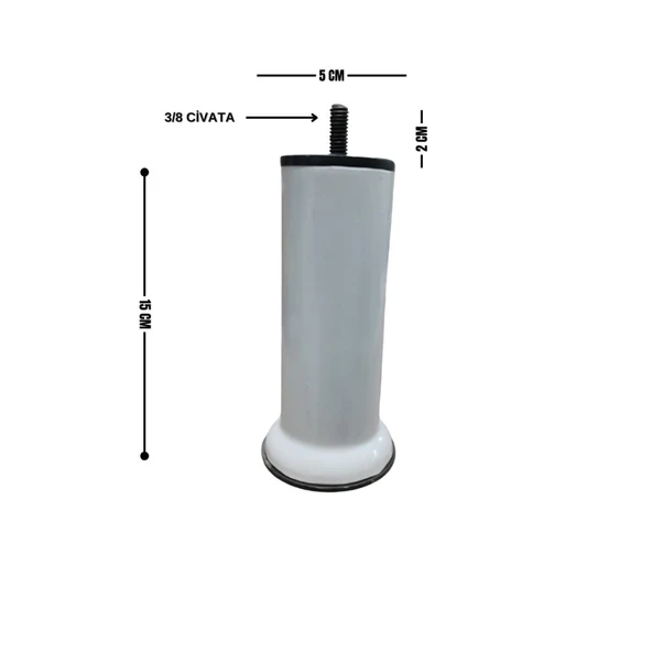Koltuk Ünite Destek Ayağı Beyaz 3/8 Civata 15 cm ürün görseli 1