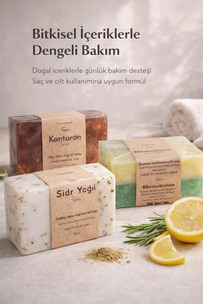 Saç ve Saç Derisi Bakımı İçin Onarıcı 3 lü Doğal Sabun Seti ürün görseli 1