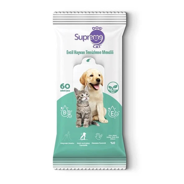 Supreme Cat Dog Evcil Hayvan Temizleme Mendili ürün görseli 1