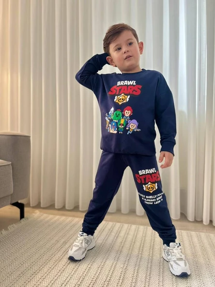 Cg Kids Brawl Stars 2 Iplik Kumaş Erkek Çocuk Alt Üst Takım Süper Kalite ürün görseli 1