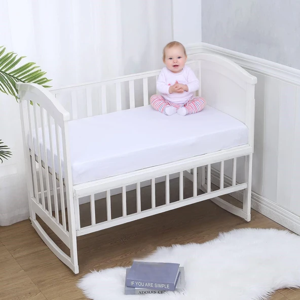 Vionel Home %100 Pamuk Penye, Lastikli Full Kenar Bebek Çarşafı, Organik Pamuk Çocuk Beşik Çarşafı ürün görseli 1