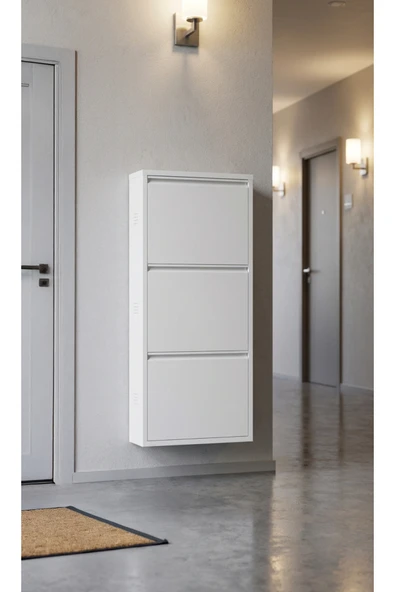 Ovrol Üçlü Metal Ayakkabılık Premium Beyaz ürün görseli 1