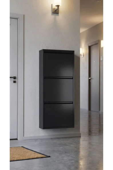 Ovrol Üçlü Metal Ayakkabılık Premium Siyah ürün görseli 1