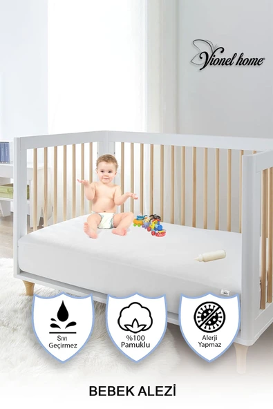 Vionel Home %100 Pamuklu, Sıvı Geçirmez Bebek Ve Çocuk Yatak Koruyucu Alez, Park Beşik, Kreş Anaokulu Alezi ürün görseli 1