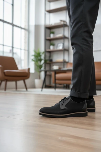 Enoch Erkek Smart Casual Bağcıklı Ayakkabı - Tekstüre Üst Yüzeyli Ve Esnek Hafif Tabanlı Klasık Ayakkabı ürün görseli 1